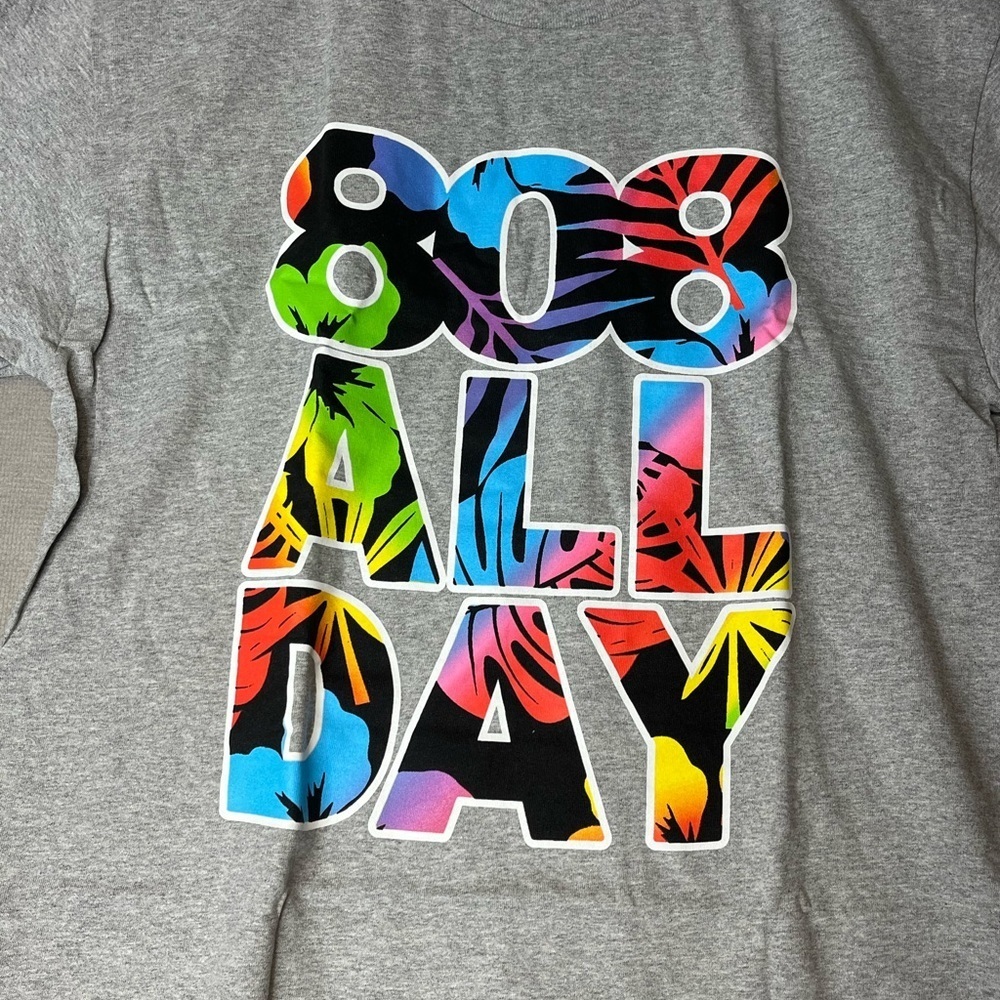 🆕 Mens Size Large 808 All Day Short Sleeve Tee Grey/Multi-Color Fast Shipping